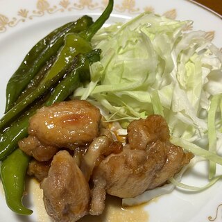 《シシトウと鶏肉の照り焼き》